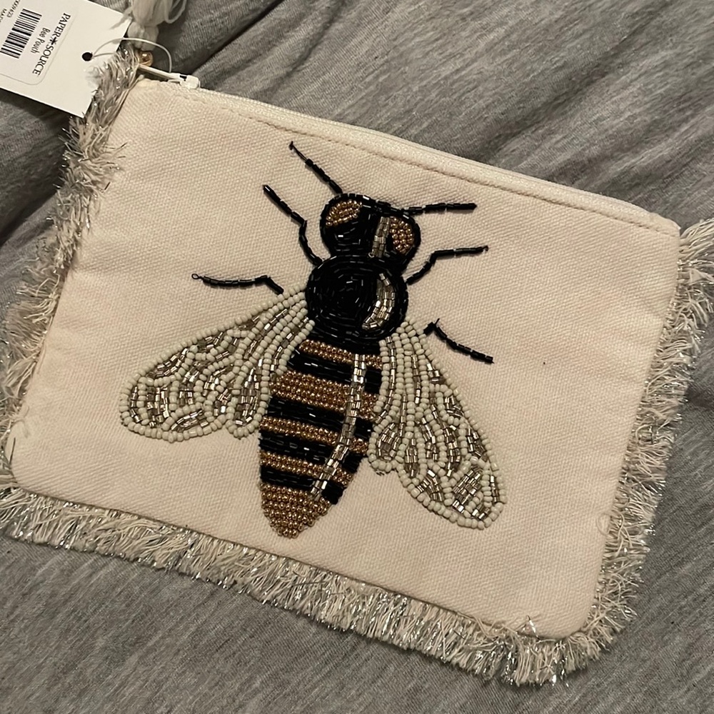 Beaded Bee Zipper Pouch